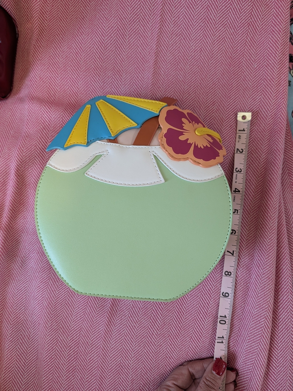 Mint Coconut Cocktail Crossbody with Tropical Appliqué